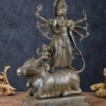 Vintage Balinese Bronze Durga Statue | 22.5" Lost Wax Art | 6kg Sacred Masterpiece | Mahishasura Mardini Beauty | Jaipurio